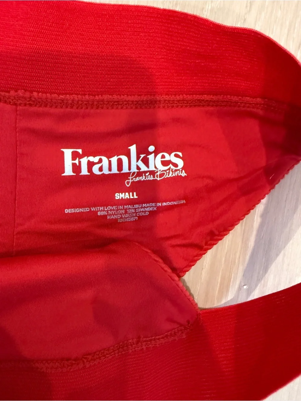 Frankie's Bikinis Red Ribbed Triangle Bikini Set